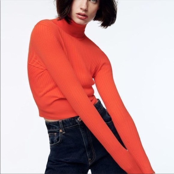 ZARA Ribbed knit turtleneck sweater. NWT - Picture 3 of 6